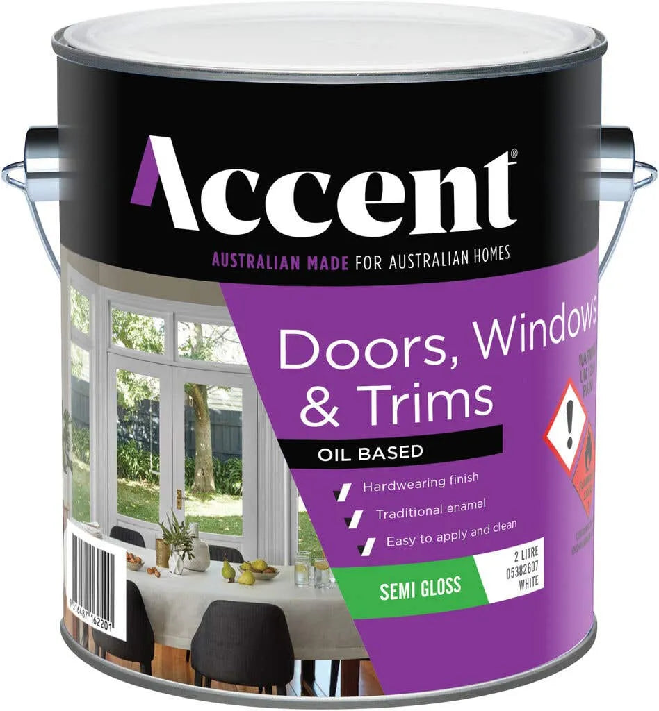 Accent Doors, Windows & Trims Oil Based Semi Gloss White 2L