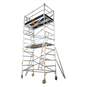 5.0m – 5.4m (Platform Height) Mobile Wide Scaffold (Double Level, With Stabilizers, Ladders and Kick Boards) - 2 x 1.3 x 5