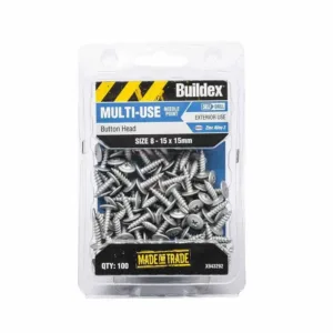 Buildex Multi-Use Screws Button Zinc Alloy 8 - 15 x 15mm