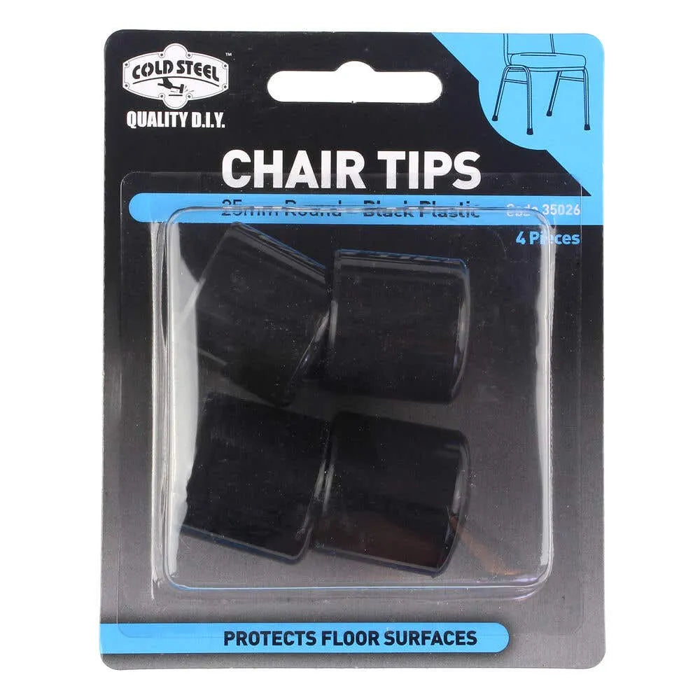Cold Steel Chair Tips Round Black Plastic 25mm