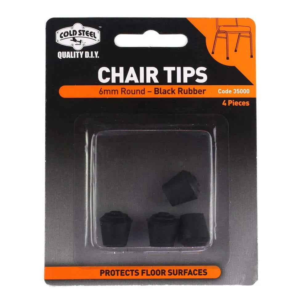 Cold Steel Chair Tips Round Black Rubber 6mm