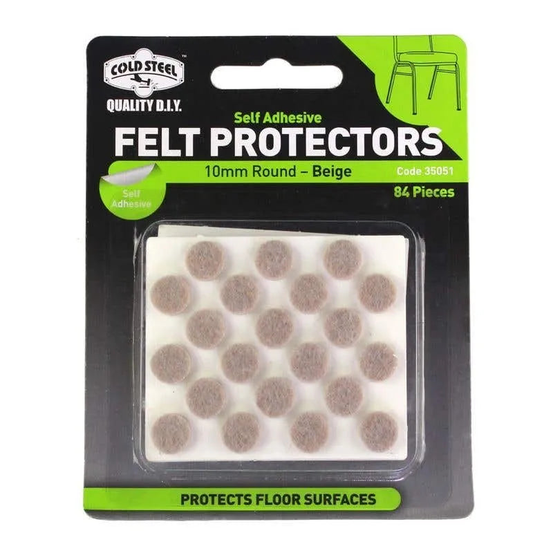 Cold Steel Felt Protectors Round Beige 10mm (84 Pack) 84 Pack