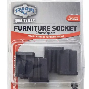 Cold Steel Furniture Socket Square 25mm - 4 Pack
