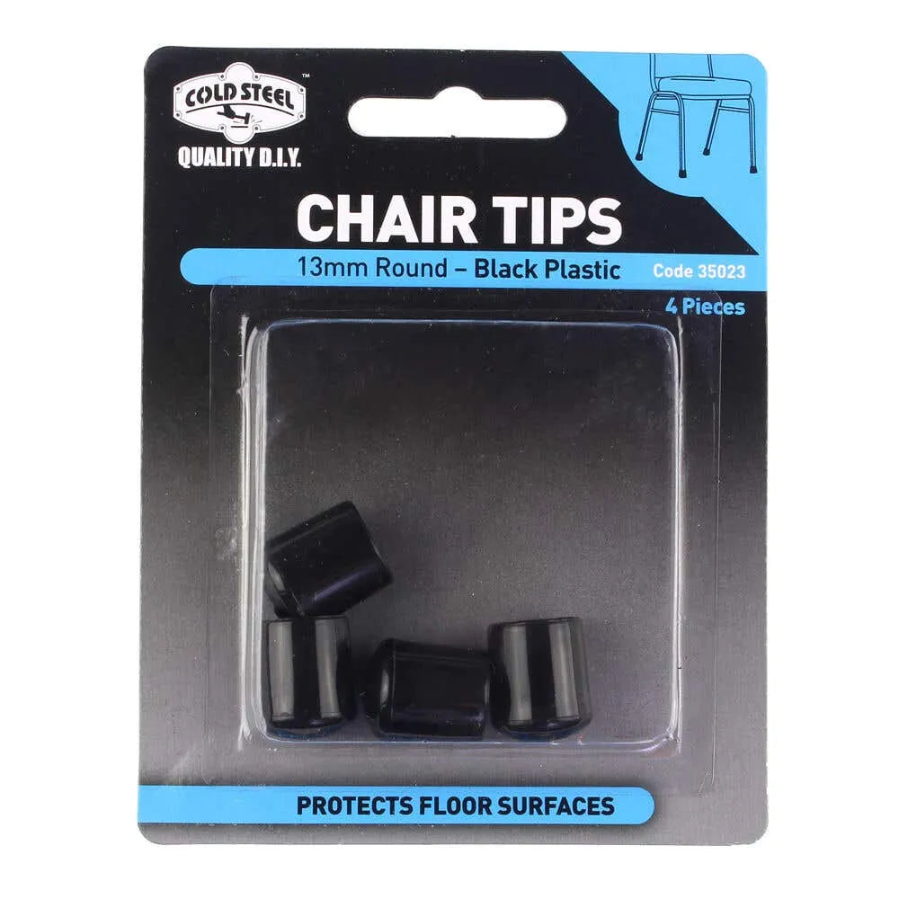 Cold Steel Round Plastic Chair Tips Black 13mm (4 Pack)