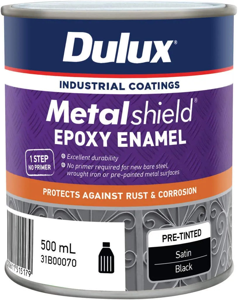 Dulux Metalshield Epoxy Enamel Satin Black 500mL