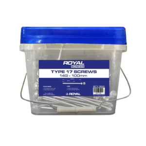 ROYAL Type 17 Screw Hex Head 14G–10 x 100mm (500 Per Box) 500 Screws