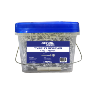 ROYAL Type 17 Screw Hex Head 14G–10 x 75mm (500 Per Box) 500 Screws