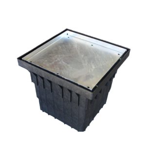 Plastic Drainage Pit with Galvanised Grate - 600mm x 600mm / Tile Insert / Light Duty