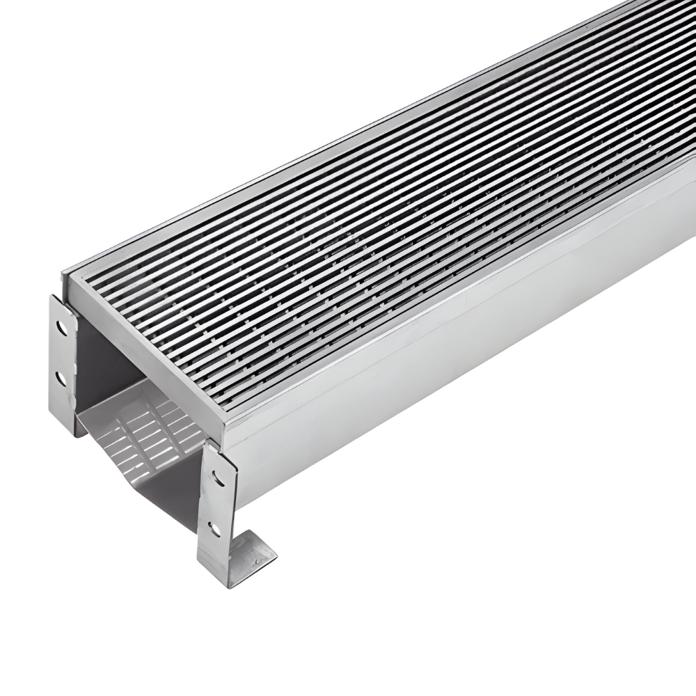 BudaWedge Stainless Steel Heelguard Driveway Trench Box Drain - Profile: 200mm wide x 170mm deep / Length: 2000mm