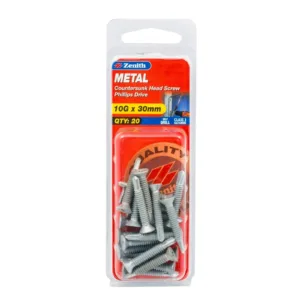 Zenith Gold Passivated Countersunk Timber Screw 10G x 30mm 20 Pack