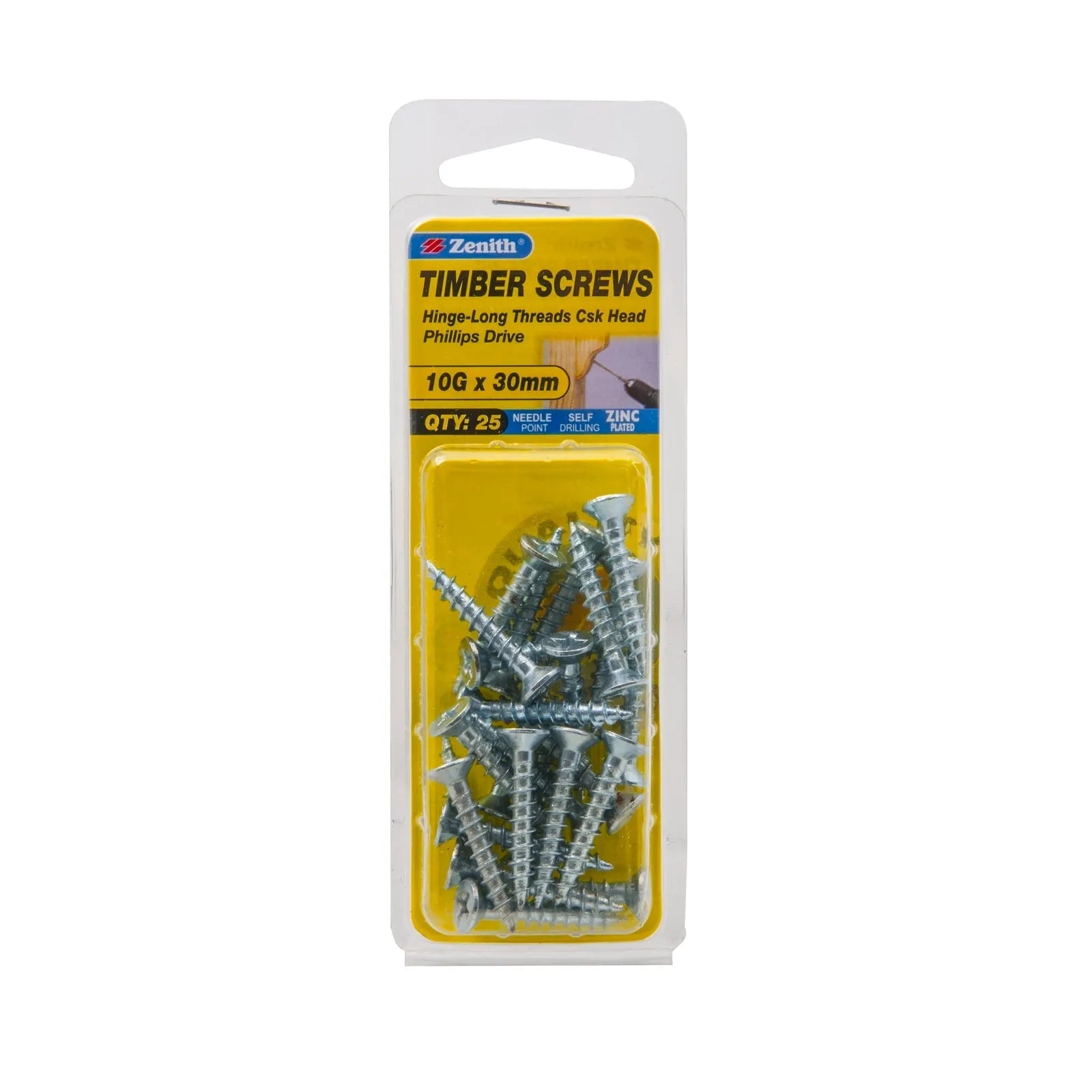 Zenith Gold Passivated Wafer Head Timber Screw 10G x 35mm 25 Pack
