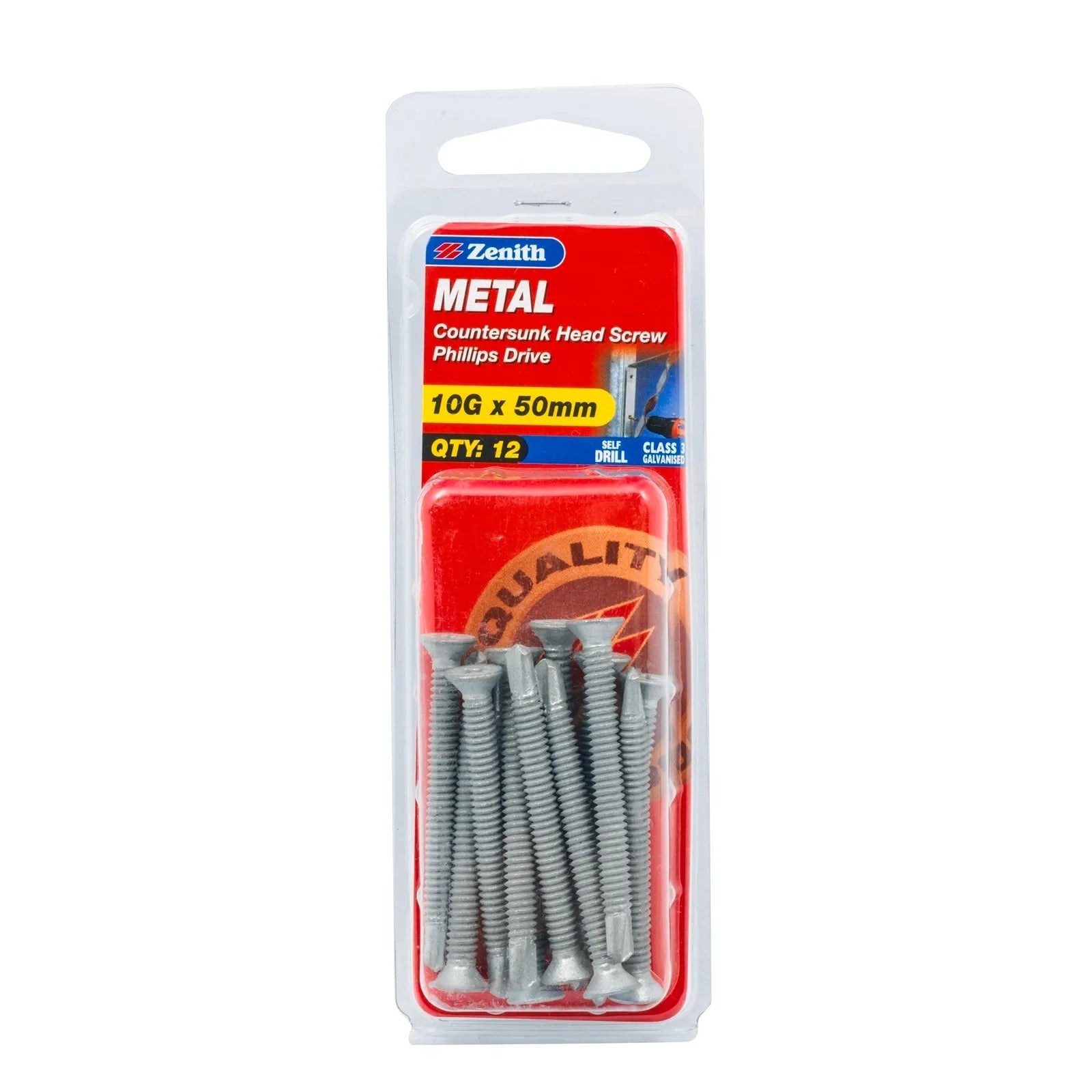 Zenith Gold Passivated Countersunk Timber Screw 10G x 50mm 12 Pack