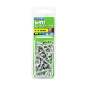 Zenith Timber Screws Button Galv 8G x 30mm 25 Pack