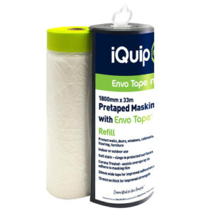 Iquip – Pretaped masking Film With Disp 1800mm x 33m Envo Tape – 16TMSDE180033