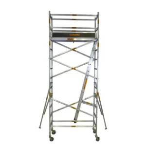 3.8m – 4.2m (Platform Height) Mobile Narrow Scaffold (With Stabilizers, Ladders and Kick Boards) - 2.5 x 0.74 x 3.8