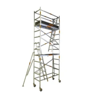 5.0m – 5.4m (Platform Height) Mobile Narrow Scaffold (Double Level, With Stabilizers, Ladders and Kick Boards) - 2.5 x 0.74 x 5