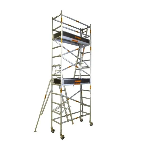 5.4m – 5.8m (Platform Height) Mobile Narrow Scaffold (Double working Level, With Stabilizers, Ladders and Kick Boards) - 2.5 x 0.74 x 5.4
