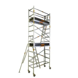 6.2m – 6.6m (Platform Height) Mobile Narrow Scaffold (Double working Level, With Stabilizers, Ladders and Kick Boards) - 2.5 x 0.74 x 6.2