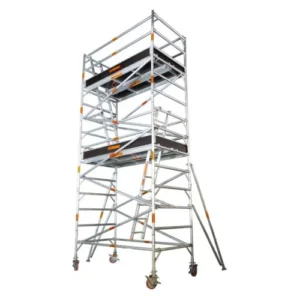 5.4m – 5.8m (Platform Height) Mobile Wide Scaffold (Double working Level, With Stabilizers, Ladders and Kick Boards) - 2.5 x 1.3 x 5.4