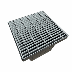 Plastic Drainage Pit with Galvanised Grate - 600mm x 600mm / Traditional Pattern / Light Duty
